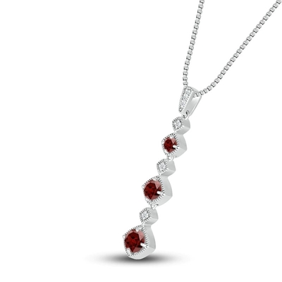 Doğal Garnet Kolye 1/20 ct tw Pırlantalı 925 Ayar Gümüş