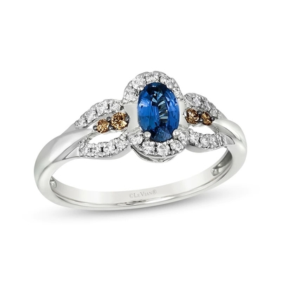 Le Vian Oval Kesim Safir Yüzük 1/5 Cttw Pırlanta 14 Ayar Vanilya Altın