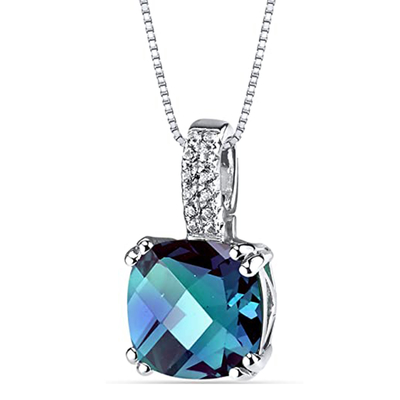 Toptan 925 Ayar Gümüş Takı Moda CZ Kadın Kolye Lab Alexandrite Taş Kolye Oluşturuldu