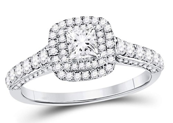 3.65g 14K Som Altın Mücevherat, 0.8ct Kare Kadın Beyaz Altın Pırlanta Yüzük