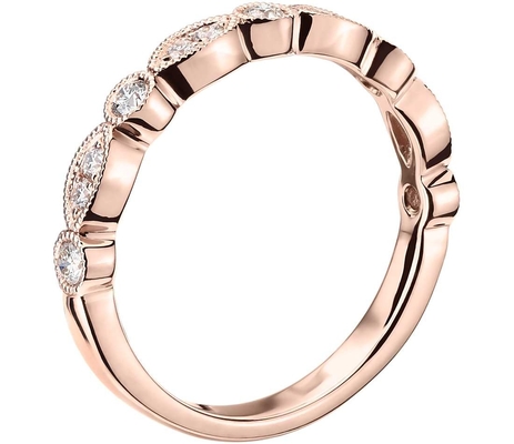 Rose Gold Takı 14K Doğal Pırlanta Alyans Yuvarlak Kesim