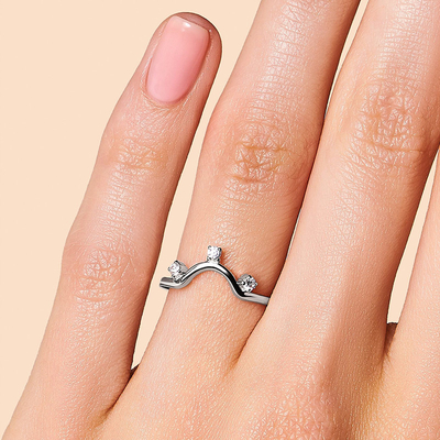 14K Rose Gold Gerçek Pırlanta Mücevherat, Yuvarlak Gerçek Fantezi Pırlanta Yıldönümü Yüzükleri