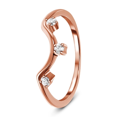 14K Rose Gold Gerçek Pırlanta Mücevherat, Yuvarlak Gerçek Fantezi Pırlanta Yıldönümü Yüzükleri