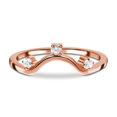 14K Rose Gold Gerçek Pırlanta Mücevherat, Yuvarlak Gerçek Fantezi Pırlanta Yıldönümü Yüzükleri