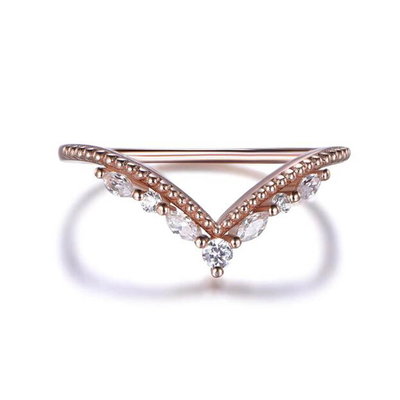 14K Rose Gold Mücevher Bayan Nişan Yüzüğü Armut Yuvarlak Pırlanta