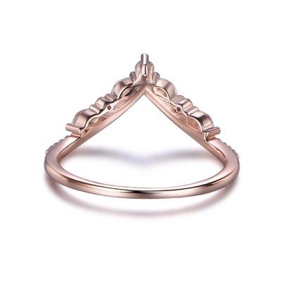 14K Rose Gold Mücevher Bayan Nişan Yüzüğü Armut Yuvarlak Pırlanta