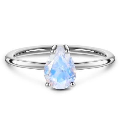 14K Rose Gold Armut Kesim Zarif Aytaşı Takı Basit Aytaşı Yüzük