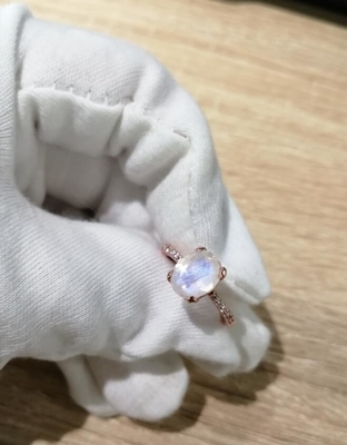 14K Beyaz Altın Oval Kesim CZ Yüzüklü Aytaşı Nişan Kadın Yıldönümü Yüzüğü