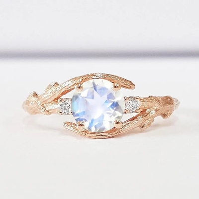 Rose Gold Altıgen Şekilli Düğün Takısı Aytaşı Nişan Yüzüğü