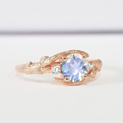 Rose Gold Altıgen Şekilli Düğün Takısı Aytaşı Nişan Yüzüğü