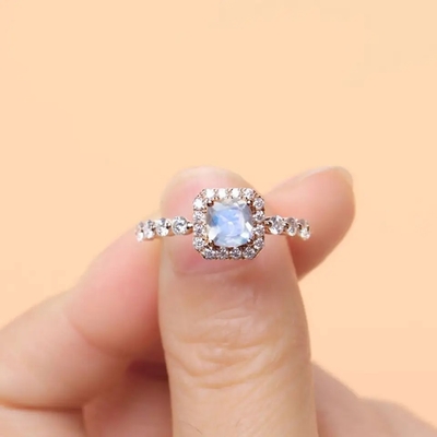 Güzel 925 Katı Gümüş Yüzük, Kızlar için Oval Kesim Aytaşı Değerli Taş Yüzük