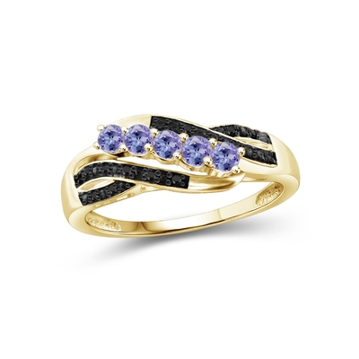 1 Karat Tanzanite Ve Vurgulu Beyaz Pırlanta Gümüş Nişan Yüzüğü