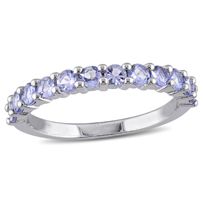 Ross-Simons 2,50 ct. tw Tanzanit ve .20 ct. tw Gümüş Beyaz Zirkon Yüzük