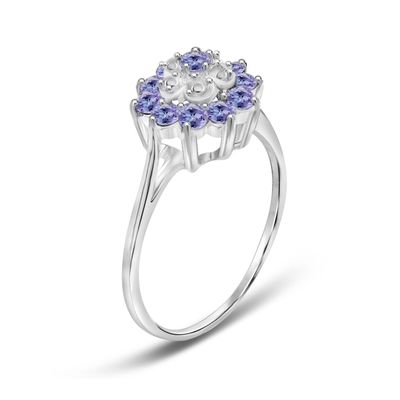 Ross-Simons 2,50 ct. tw Tanzanit ve .20 ct. tw Gümüş Beyaz Zirkon Yüzük