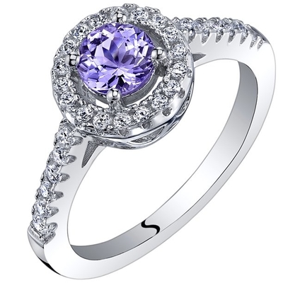 Kuyumcular Kulübü 1/4 Karat T.G.W. Tanzanite Ve Beyaz Pırlanta Vurgulu Gümüş Yüzük