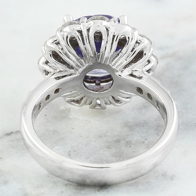 Kuyumcular Kulübü 1/4 Karat T.G.W. Tanzanite Ve Beyaz Pırlanta Vurgulu Gümüş Yüzük