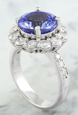 Kuyumcular Kulübü 1/4 Karat T.G.W. Tanzanite Ve Beyaz Pırlanta Vurgulu Gümüş Yüzük
