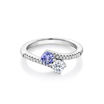 SShop LC Kadın Platin 925 Gümüş Mavi Tanzanite Birthstone Zirkon Yüzük Ölçüsü 8 Hediyeler