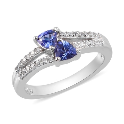 SShop LC Kadın Platin 925 Gümüş Mavi Tanzanite Birthstone Zirkon Yüzük Ölçüsü 8 Hediyeler