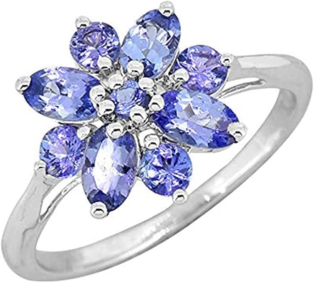 Shop LC Kadın Platin Sarı Altın Mavi Tanzanite Birthstone Zirkon Yüzük Ölçüsü 8 Hediyeler