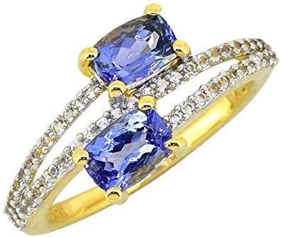 Shop LC Kadın Platin Sarı Altın Mavi Tanzanite Birthstone Zirkon Yüzük Ölçüsü 8 Hediyeler