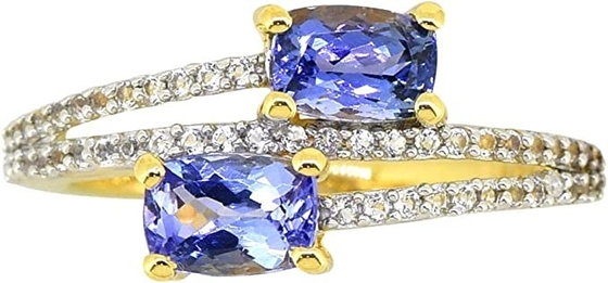 Shop LC Kadın Platin Sarı Altın Mavi Tanzanite Birthstone Zirkon Yüzük Ölçüsü 8 Hediyeler