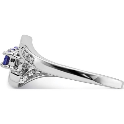 14 Ayar Beyaz Altın Oval Pırlantalı Hakiki Doğal Tanzanite Yüzük
