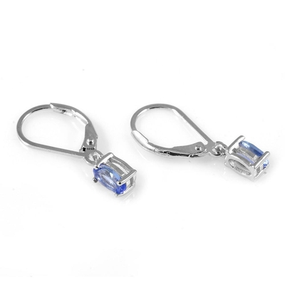 Doğal Tanzanite Küpe Klipsi Değerli Taş Takı Gerçek Saf Hakiki 925 Katı Gümüş