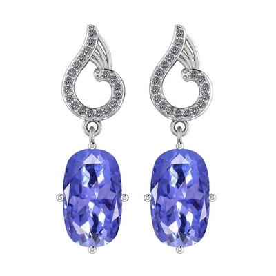 0.5 Karat Şube Çiçek Tasarım JewelersClub Tanzanite Yüzük Beyaz Pırlanta Vurgulu Som Gümüş Yüzük Takı