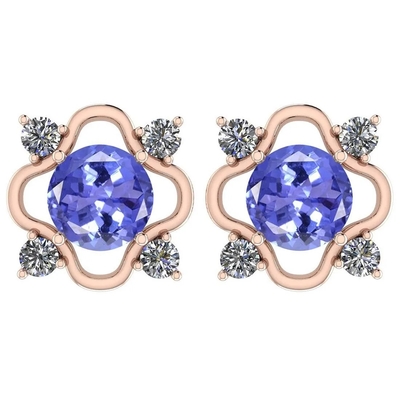0.5 Karat Şube Çiçek Tasarım JewelersClub Tanzanite Yüzük Beyaz Pırlanta Vurgulu Som Gümüş Yüzük Takı