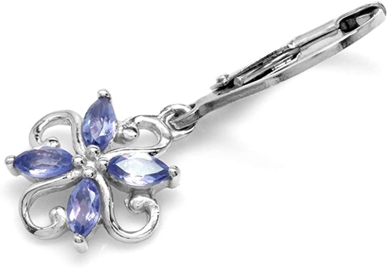 0.5 Karat Şube Çiçek Tasarım JewelersClub Tanzanite Yüzük Beyaz Pırlanta Vurgulu Som Gümüş Yüzük Takı