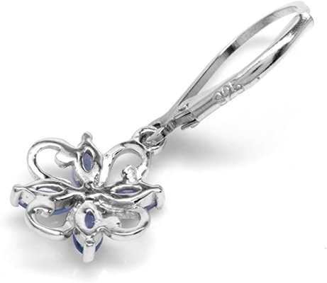 0.5 Karat Şube Çiçek Tasarım JewelersClub Tanzanite Yüzük Beyaz Pırlanta Vurgulu Som Gümüş Yüzük Takı