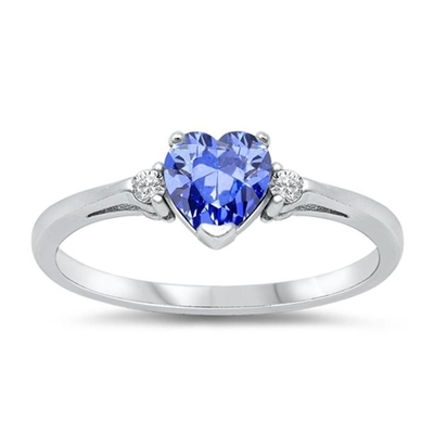 Karat Tanzanite Beyaz Pırlanta Vurgulu 0.925 Ayar Gümüş Yüzük Takı