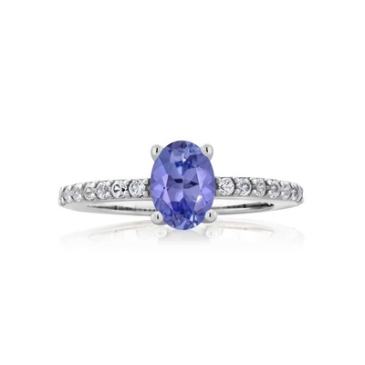 4mm Prenses Kesim Doğal Tanzanite Nişan Yüzüğü 14 Ayar Beyaz Altın