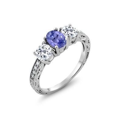 4mm Prenses Kesim Doğal Tanzanite Nişan Yüzüğü 14 Ayar Beyaz Altın