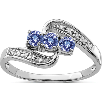0.75ct Yuvarlak Mor Tanzanite Ve Pırlanta Küme Yüzük 14 Ayar Beyaz Altın
