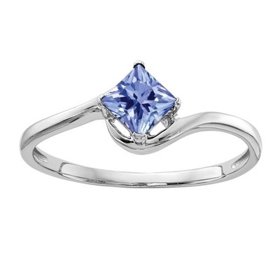 4mm Prenses Kesim Doğal Tanzanite Nişan Yüzüğü 14 Ayar Beyaz Altın