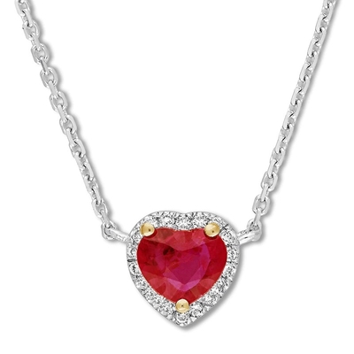 Doğal Garnet Kolye 1/20 ct tw Pırlantalı 925 Ayar Gümüş
