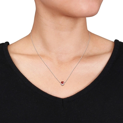 Laboratuvar Yapımı Safir &amp; Laboratuvar Yapımı Yakut Kolye Som Gümüş