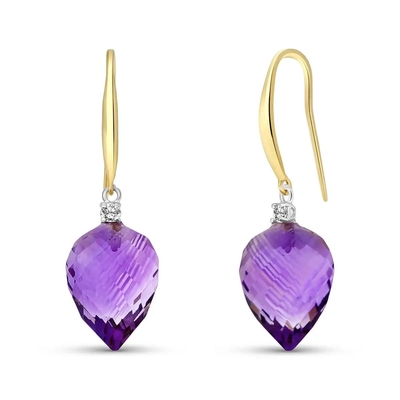 2,46 ct. tw Ametist ve 1/10 ct. tw Som Gümüş Pırlanta Leverback Küpeler