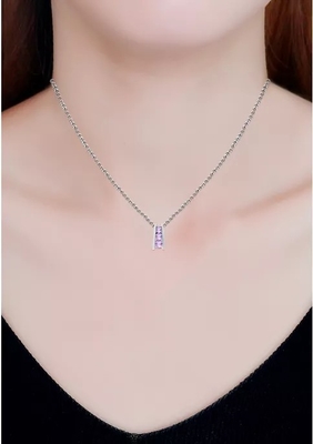 3/8 ct. tw Ametist 3 Taşlı Merdiven Kolye Ucu Gümüş