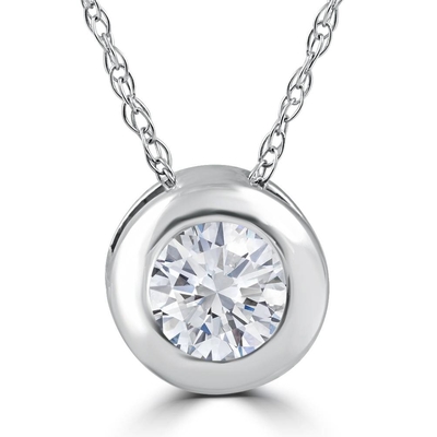 1/4 ct Yuvarlak Pırlanta Tektaş Çerçeve Kolye Kolye 18&quot; 14 Ayar Beyaz Altın (4,1)7 yorumdan 4,1 yıldız7 yorum
