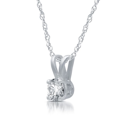 1/5ct Yuvarlak Pırlanta Tek Taş Kolye Kolye 14 Ayar Beyaz Altın