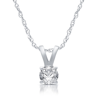 1/5ct Yuvarlak Pırlanta Tek Taş Kolye Kolye 14 Ayar Beyaz Altın