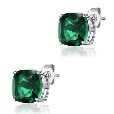Şık Gümüş 925 Ayar Gümüş Kalp Kolye Kolye Simüle Zümrüt Birthstone Kolye