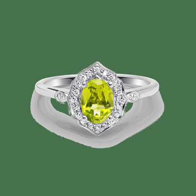 Altın oval güzel, zarif peridot yüzük, vintage şekil ve doğal, parlak oval peridot