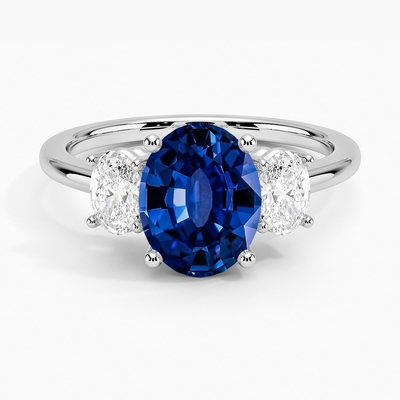 Sapphire Indigo Melody RingSet 6mm Premium Mavi Yuvarlak Safir ile