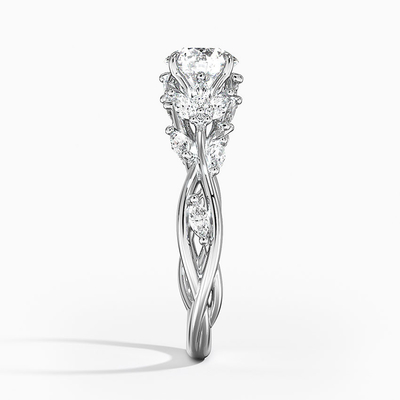 Sapphire Secret Garden Pırlanta Yüzük Seti 6 mm Premium Mavi Yuvarlak Safir ile