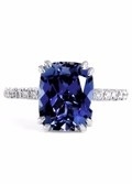 Selena 4ct Cushion Cut Mavi Safir Kadınlar İçin Nişan Yüzüğü