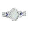 5,0 mm Kalp Şeklinde Opal ve 1/8 CT. TW Pırlanta Çerçeve Yüzük Som Gümüş